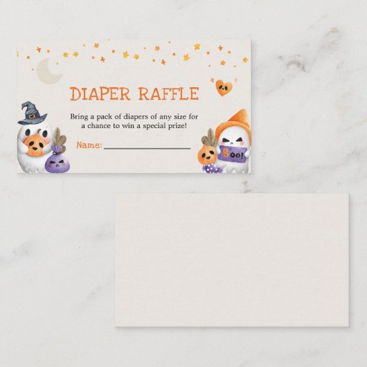 Cute Little Boo Ghost Diaper Raffle Informatiekaartje (Voorkant / Achterkant)