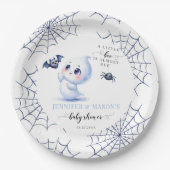 Cute Little Boo Ghost Halloween Baby Boy Shower Papieren Bordje (Voorkant)