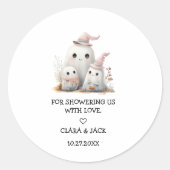 cute little boo girl First Halloween Baby shower Ronde Sticker (Voorkant)