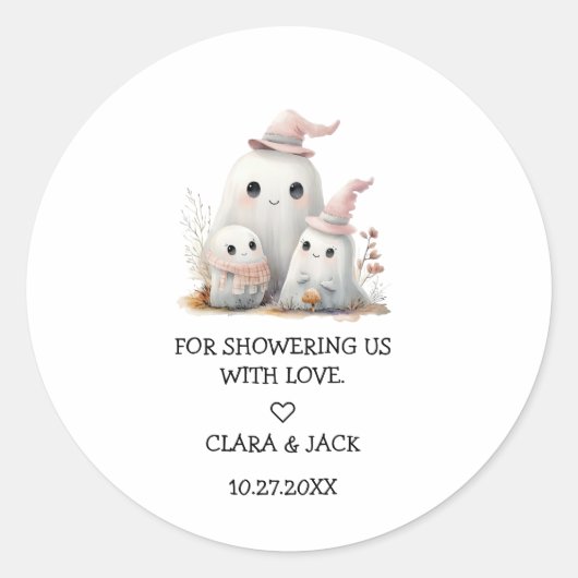cute little boo girl First Halloween Baby shower Ronde Sticker (Voorkant)