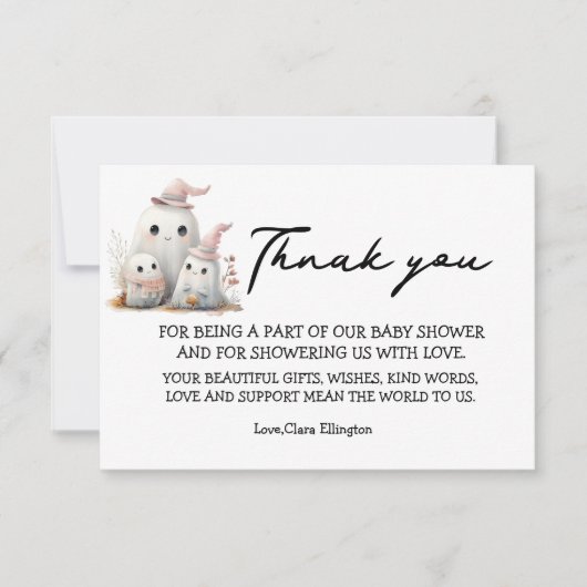 cute little boo girl First Halloween Baby shower RSVP Kaartje (Voorkant)