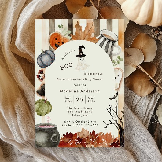 Cute Little Boo Halloween Ghost Baby Shower Kaart