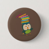 Cute little book owl ronde button 5,7 cm (Voorkant)