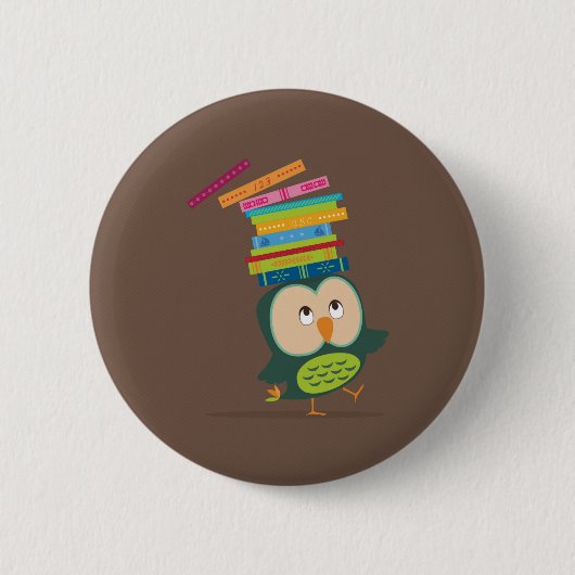 Cute little book owl ronde button 5,7 cm (Voorkant)