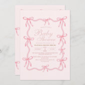 Cute Little Bow Pastel Baby Shower Kaart (Voorkant / Achterkant)