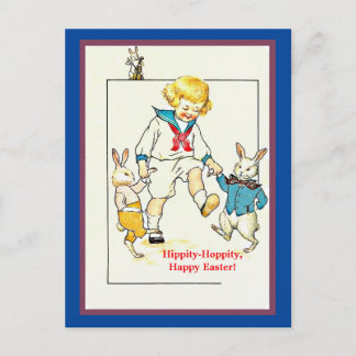 Cute Little Boy and Easter Bunny copy Briefkaart