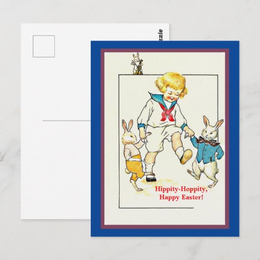 Cute  Little Boy and Easter Bunny copy Briefkaart (Voorkant / Achterkant)