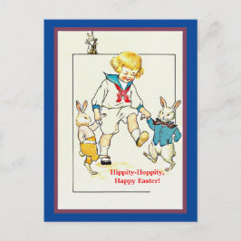 Cute Little Boy and Easter Bunny copy Briefkaart