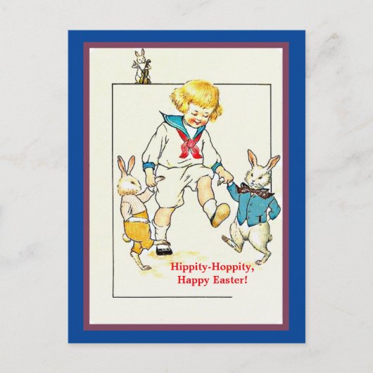 Cute  Little Boy and Easter Bunny copy Briefkaart (Voorkant)