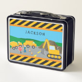 Cute Little Boy Construction Vehicle Monogrammed (Achterkant)