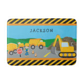 Cute Little Boy Construction Vehicle Monogrammed Badmat (Voorkant)