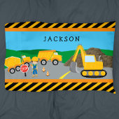 Cute Little Boy Construction Vehicle Monogrammed Kussensloop
