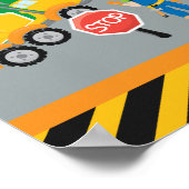 Cute Little Boy Construction Vehicle Monogrammed Poster (Hoek)
