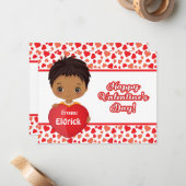 Cute Little Boy Holding St. Valentijn Heart Card Notitiekaartje (Voorkant / Achterkant in situ)