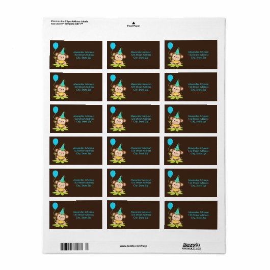 Cute Little Boy Monke Address Label (Full Sheet)