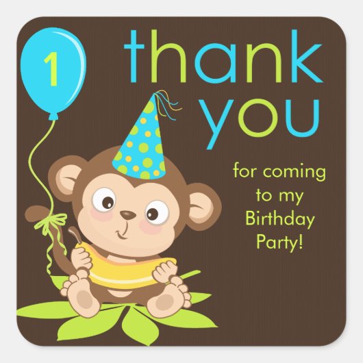 Cute Little Boy Monkey Bedankt Sticker (Voorkant)