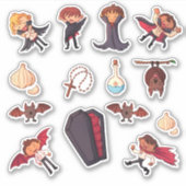 Cute Little Boy Vampires Halloween Sticker (Voorkant)