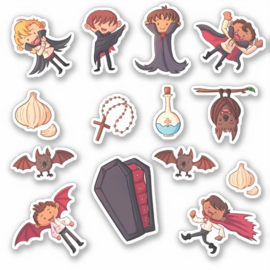 Cute Little Boy Vampires Halloween Sticker (Voorkant)