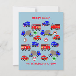 Cute Little Boys Car Theme Baby shower - Birthday Kaart