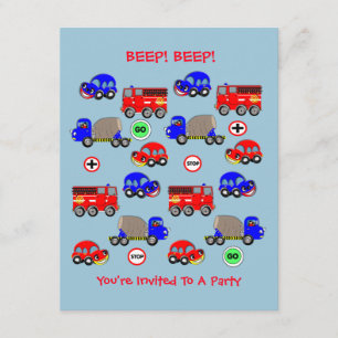 Cute Little Boys Car Theme Baby shower - Birthday Kaart