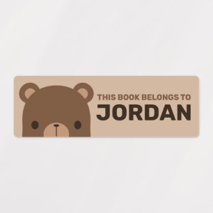 Cute Little Brown Bear with Personalized Name Labels