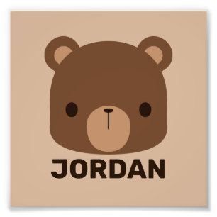Cute Little Brown Beer met Personal Name Phot Foto Afdruk