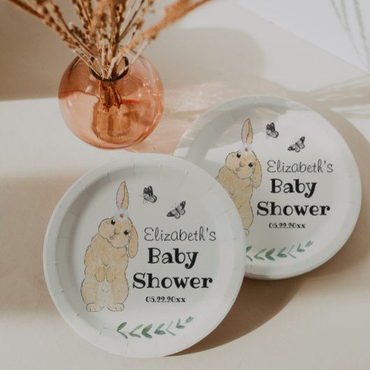 Cute Little Bunny Baby shower Papieren Bordje