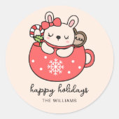 Cute Little Bunny Christmas Holiday Custom Sticker (Voorkant)