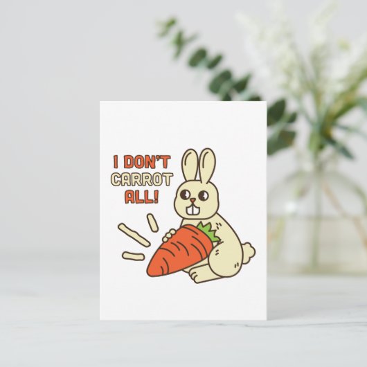 Cute Little Bunny die haar wortel houdt Briefkaart (Staand voorkant)