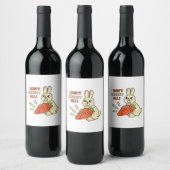 Cute Little Bunny die haar wortel houdt Wijn Etiket (Flessen)