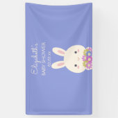 Cute Little Bunny & Flowers Baby Girl Shower Party Spandoek (Verticaal)