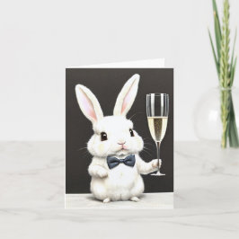 Cute Little Bunny Konijn met Champagne Kaart