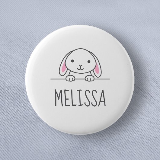 Cute Little Bunny Peking boven Custom Name Ronde Button 5,7 Cm