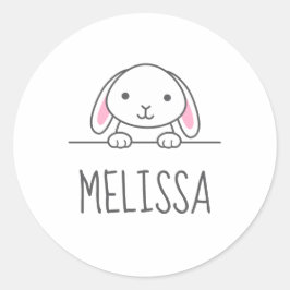 Cute Little Bunny Peking boven Custom Name Ronde Sticker