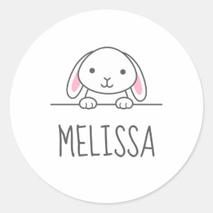 Cute Little Bunny Peking boven Custom Name Ronde Sticker