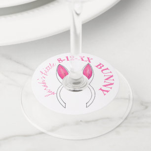 Cute Little Bunny Pink Rabbit Ears Baby shower Wijnglaslabel