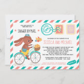 Cute Little Bunny Postman | Baby shower per post Kaart (Voorkant)