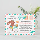 Cute Little Bunny Postman | Baby shower per post Kaart (Staand voorkant)
