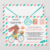 Cute Little Bunny Postman | Baby shower per post Kaart (Voorkant / Achterkant)