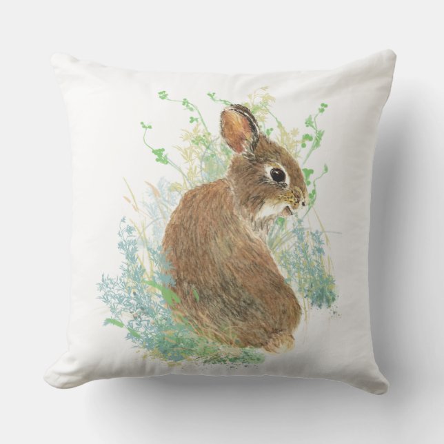 Cute Little Bunny Rabbit Animal Art Buitenkussen (Voorkant)
