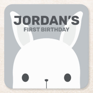 Cute Little Bunny Rabbit Birthday Kartonnen Onderzetters