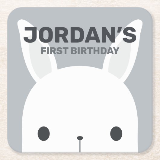 Cute Little Bunny Rabbit Birthday Kartonnen Onderzetters (Voorkant)