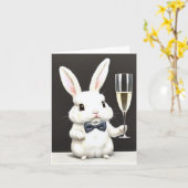 Cute Little Bunny Rabbit met Champagne Kaart (Gele Bloem)