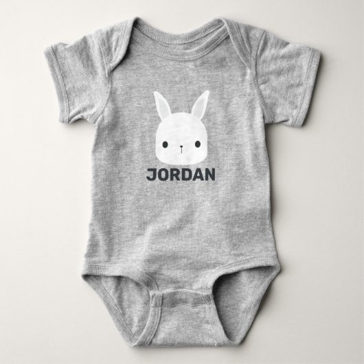 Cute Little Bunny Rabbit with Personalized Name Romper (Voorkant)
