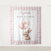 Cute Little Bunny Roze Baby Shower Fotobehang