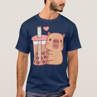 Cute Little Capybara Hugs Bubble Tea T-shirt