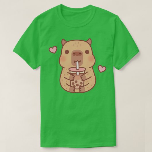 Cute Little Capybara Loves Bubble Tea T-shirt (Design voorkant)