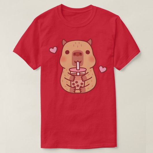 Cute Little Capybara Loves Bubble Tea T-shirt (Design voorkant)