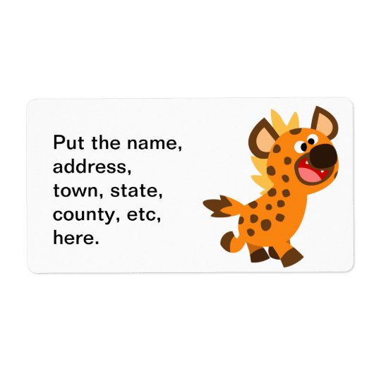 Cute Little Cartoon Hyena Shipping Label (Voorkant)