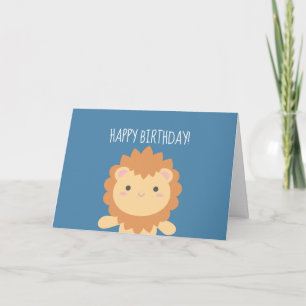 Cute Little Cartoon Lion Boy Kinder Happy Birthday Kaart